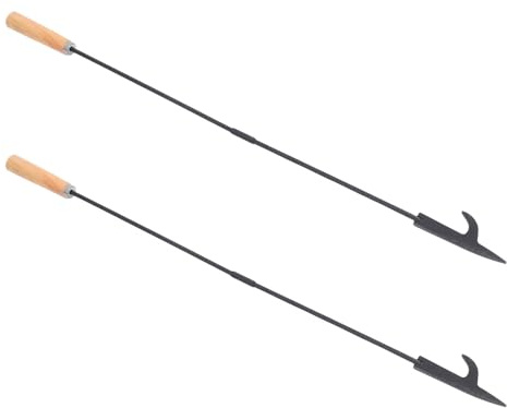 DIYEAH Juego de 2 atizadores para fogata - Utensilios para chimenea con mango de madera. Atizador para fogata, estufa de leña y barbacoa, ideal para exteriores e interiores.