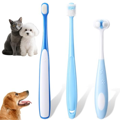 3PCS Katzen Zahnbürste - Katzenzahnbürste für Katzen | Hunde Zahnbürste Kleine Hunde Geeignet für die Reinigung der Zähne von Haustieren