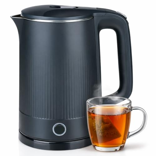 alpina Bollitore Elettrico 1,5L 1850-2200W - Bollitore per 6 Tazze di Acqua Calda - Acqua Bollente in 3-4 Minuti - con Spegnimento Automatico - Nero