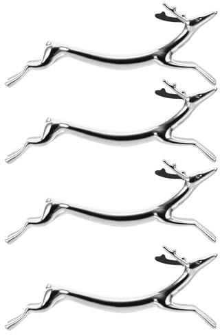COLLBATH Poggia Set da 4 Posate da Tavola in Lega Argento a Forma di Cerbiatto per Decorazioni Tavola Stabili e Pratiche in Hotel