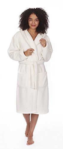 Ladies Women's Soft Snuggle Fleece Hooded Dressing Gown Robe Nightwear Plus Size