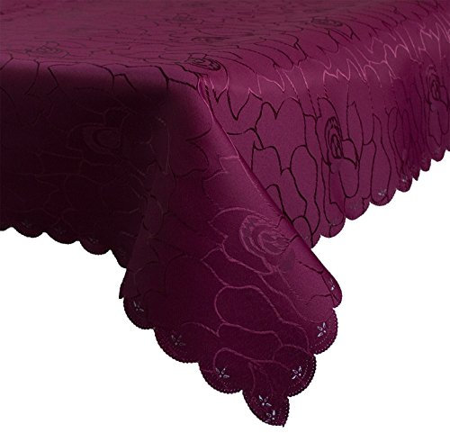 Damast Tischdecke 160x260cm Tischtuch Tischwäsche Tafeltuch Jacquard Oval Silver (Bordo)