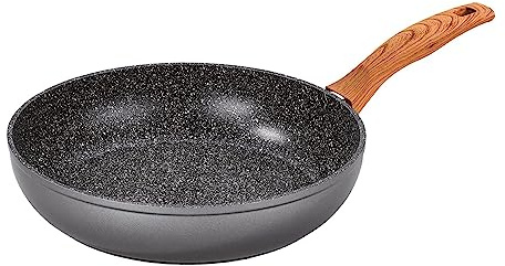 STONELINE Back to Nature Schmorpfanne 24 cm, Made in Germany, hoher Rand, hohe Pfanne für öl- und fettfreies Braten, antihaft beschichtet mit echten Steinpartikeln, Induktion