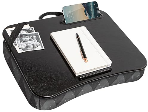 LapGear Designer Lap Desk with Phone Holder and Device Ledge - Gray Argyle - Fits up to 15.6 inch Laptops - Style No. 45438