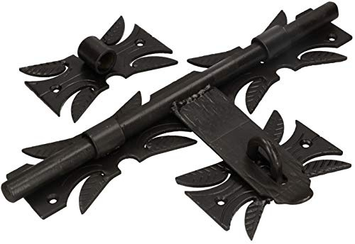 KOTARBAU Torriegel 320 mm Links/Rechts Bolzenriegel Torschieber Pulverbeschichtet Schwarz Schubriegel Schmiedeeisen Überwurfriegel Federriegel Stahl