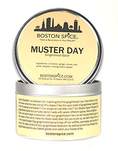 Boston Spice Muster Day Handmade Gourmet Baking Seasoning Blend Gingerbread Pierniczki Lebkuchen Pierniki Cake Pie Muffins Cookies Cupcakes Whipped Cream Protein Shakes Chocolate 1 Cup wt. 3.7oz/106g Tin