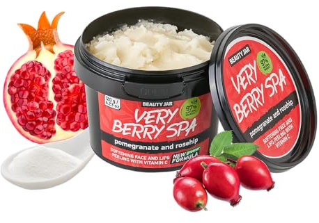 Beauty Jar VERY BERRY SPA Face and Lips Peeling 4.23 oz (120g) - antioxidant formula, natural immunity booster, skin brightening effect, handmade cosmetics - Pomegranate and Rosehip extracts