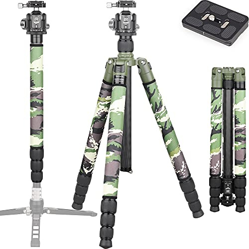 INNOREL RT85CG Kohlefaser-Stativ 184cm 2-in-1 Dreibeinstativ Einbeinstativ Fachmann Schwerlast Kamerastativ Max Belastung 25kg Max Rohr 32mm mit Mittelsäule N44 Kugelkopf Stativtasche(RT85CG+N44)