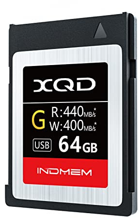 INDMEM 64GB XQD Card 5x TOUGH MLC XQD Flash Memory Card High Speed G Series (Read 440MB/s and Write 400MB/s)