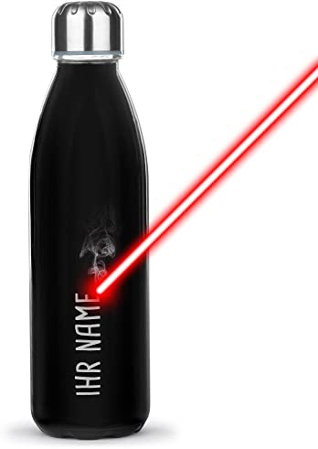 Print Royal Trinkflasche mit Gravur selbst gestalten - mit Name gravieren - Glasflasche, Wasserflasche BPA-frei, Camping, Schule, Sport I Personalisiertes Geschenk, Lasergravur, 650 ml, schwarz