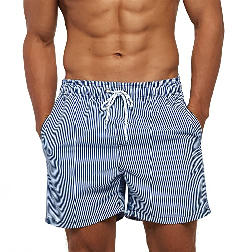 TMEOG Bañador Hombre 2 en 1 Forro Malla Cintura Elástica con Cordón Bolsillo - Shorts Playa Secado Rápido Natación(M)