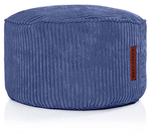 Green Bean® Indoor Sitzhocker Pouf 45x25cm EPS-Perlen Füllung & Cordstoff Kuschelig Weich Waschbar - Drinnen Bodenkissen Liegekissen Sitzkissen Sitzhocker Sessel Kinder Erwachsene Stoff Dunkelblau