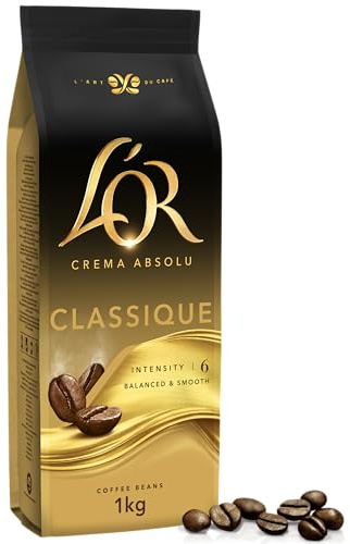 L'OR Espresso Classique Café en Grano 100% Natural - Intensidad 6 | 1kg | Intensidad 6, 100% Arábica, 100% Natural