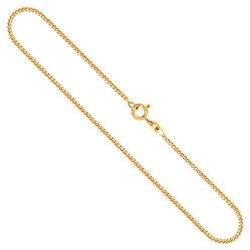 EDELIND Goldkette Damen Herren Echt Gold 1.7 mm, Panzerkette flach 750 aus Gelbgold, Kette Gold mit Stempel, Halskette mit Federring, Länge 36 cm, Gewicht ca. 4.2 g, Made in Germany