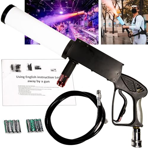 Rauchmaschine Handheld CO2 Nebelmaschine mit RGB-Lichtern Kohlendioxid Kanone Jet Maschine Bühneneffekt Ausrüstung, für Bühnenparty-Effekt, Weihnachten, Hochzeit Besondere Anlass