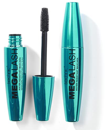 Technic Mega Lash Water Resistant Mascara Duo 2 Pieces - Vegan, Ultra Black, Water Resistant, Hard wearing, Smudge-Proof, Lash Building Formula For Volume Glam Lashes - 2 x 12ml