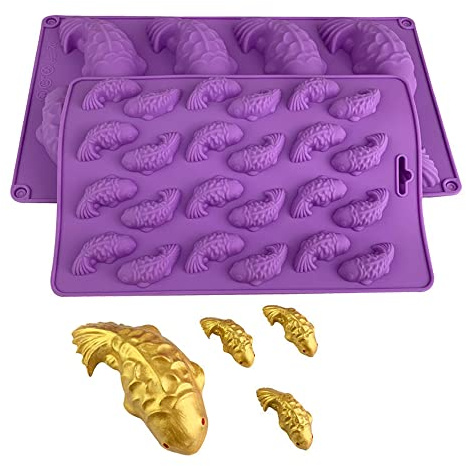 2Pcs Fisch Form Silikon Kuchen Form Schokolade Pudding Form Gelee Fondant Schokolade Süßigkeiten Form Backmatte Antihaft Wiederverwendbare Eisform Haushalt DIY Kuchen Backen Werkzeuge Backformen