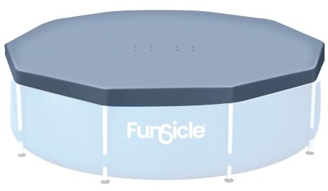 Funsicle 12ft Round Frame Seasonal Debris Above Ground Swimming Pool Cover with Drain Holes and Adjustable String Lock, Accessory Only, Gray