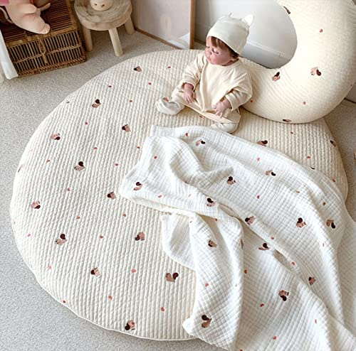 Fouriding Baby Spielmatte Kinder Krabbelmatte Baby Schlafen Baumwollteppiche Baby Spiel Turnhalle Matte für Aktivität Turnhalle Bodenmatte Kinderzimmer Dekorativ (Eichhörnchen)