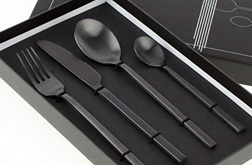 Black Cutlery Set de 4 couverts en acier inoxydable Noir mat