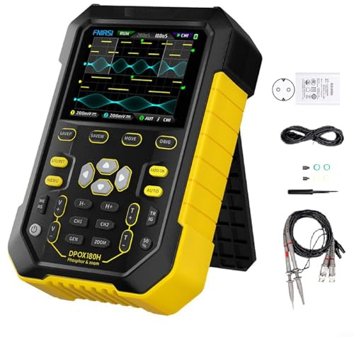 SPORTARC Osciloscopio digital de fósforo de doble canal de mano, DPOX180H 2.8 pulgadas IPS HD osciloscopio multímetro digital generador de señal de 180 MHz (A-EU)