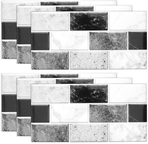 HOMSFOU 6blätter Wasserdichte Selbstklebende Wandfliesen Für Küche Und Bad Abnehmbare Fliesenaufkleber Effekt Für Wanddekoration Und Backsplashgestaltung