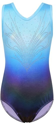 ZNYUNE Mädchen Kinder Turnbody Ärmellos Turnanzug Gymnastik Trikot Gymnastikanzug B336 BlackBlue 12A