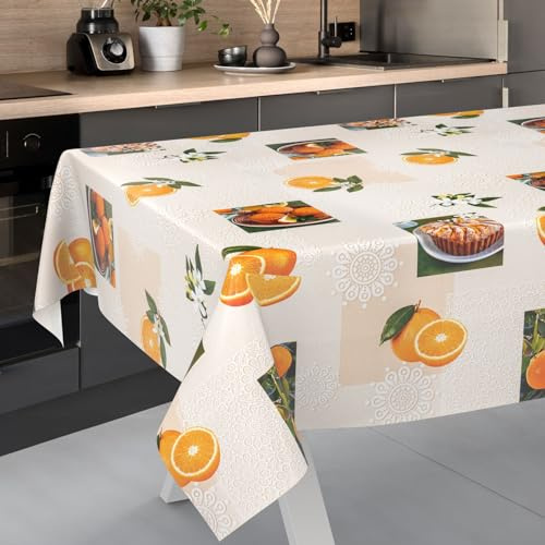 Vaxduk bordsduk tvättbar vaxduk vaxduk trädgårdsduk utomhus inomhus 240 x 140 cm snittkant apelsiner