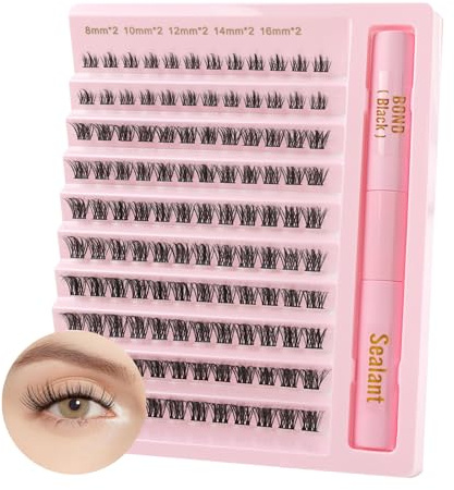 Poiuyoiu Einzelne Wimpern Manga Cluster Lashes Set | Wimpern Set mit Bond und Seal Kleber, Falsche Wimpern für ein natürliches Aussehen, Ideal für DIY