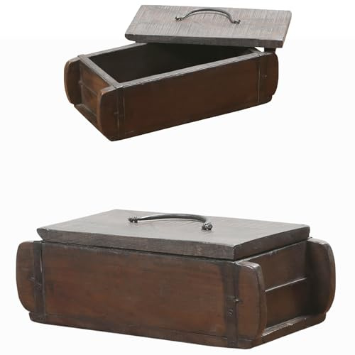 Marrakesch Aufbewahrungsbox mit Deckel aus Holz Gafeau 32cm groß | Vintage Schmuckkästchen zur Schmuckaufbewahrung | Massive Holzbox als Unikat Ideal als Geschenkbox Geschenke für Frauen & Freundin