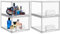 Lot de 4 Organisateur Tiroir Salle de Bain, Empilables en Acrylique Petit Rangement Tiroir avec 32 Tapis Antidérapants et Durabilité pour Cuisine sous Evier Coiffeuse Cosmétiques Tiroir Rangement