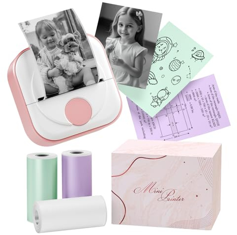 Itari Q02 Mini Drucker- Facelifting T02 Thermodrucker zum Lernen, Etikettendrucker für Notizen, Tagebuch, Memo, Foto, Journal, Bluetooth Fotodrucker für Smartphone, mit 3 Rollen Papier