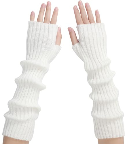 Ymomode Y2K Arm Warmers Women Long Fingerless Knitted Y2K Gloves