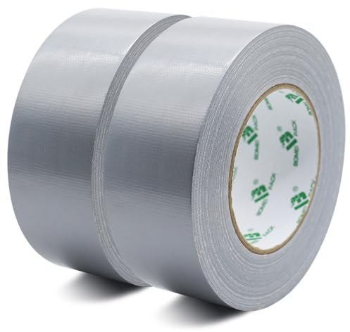 BOMEI PACK Silber Grau Panzertape extra stark, 50m x 50 mm – Wasserdichtes Reparaturband für innen & außen gewebeverstärktes Reparaturband, 2 Rollen