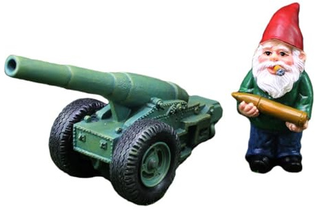 Generisch Gartenzwerg-Statue-Harz, Gartenzwerg-Holding-Kanone, Machen Sie Sich Bereit Für Die Kampfzwerg-Statue Für Gartendekor, Zwergenhandwerk -Ornamente Miniatur Für Den Garten