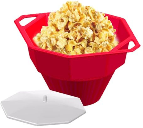 Bol à pop-corn pour micro-ondes, bol pour machine à pop-corn Air Popper | Bol pliable en silicone réutilisable pour machine à pop-corn | Bol à pop-corn pliable avec couvercle et poignées pour fêtes, d