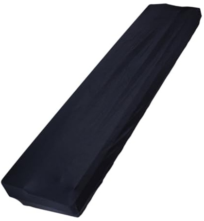 TOGEVAL Schwarze Abdeckung für Klaviertastatur aus Polyester und Elastischem Spandex mit Zugband Staubdichter Schutz für Elektronische Klaviere und Tastaturen Leicht Anzubringen