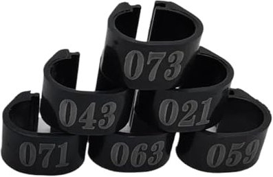 100 Stück Nummer (001-100) Innendurchmesser 8 Mm Geflügel Taube Vogel Papagei Clipringe Band Fußring Taubenbedarf,Schwarz