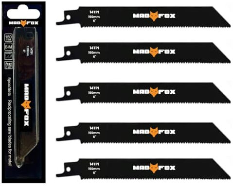 MAD FOX | Reciprocating Saw Blades | 5-Pack | (14TPI, 150mm)