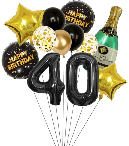 Anlgdi Folienballon Champagne Deko, Luftballon 40. Geburtstag Deko Frau, Geburtstagsdeko 40 Jahre Frauen, Helium Ballon Champagner Flasche Bier Happy Birthday Deko für 40. Geburtstag Party Deko