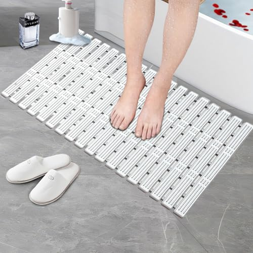 Qurxuanwe Tapis de douche antidérapant et anti-moisissure, 90 x 40 cm, gris, TPE