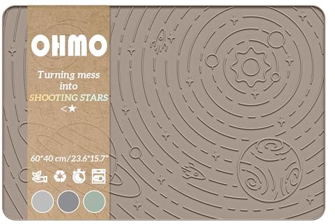 OHMO Napfunterlage Hund Katzen Zubehör Futtermatte Hund 60x40cm Beige | Silikon Unterlage, Wasserdicht, Katzenzubehö, Hundenapf Unterlager, Rutschfest Futterunterlage, Leicht zu Reinigen