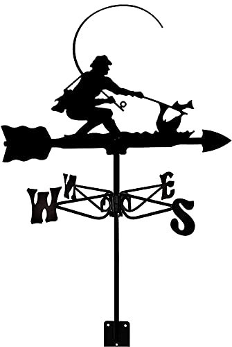 Girouette Silhouette de pêcheur Girouette en Acier Inoxydable Girouette Joueurs de Tennis Indicateur de Direction du Vent pour décorations de Gazebo de Jardin de Ferme