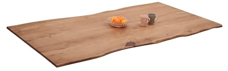 SAM Tischplatte 140x80 cm Akazie Natur echte Baumkante Unikat | Akazienholz naturfarben massiv, pflegeleicht, für DIY-Ideen, geeignet für Esstische, Arbeitsflächen & Bartische