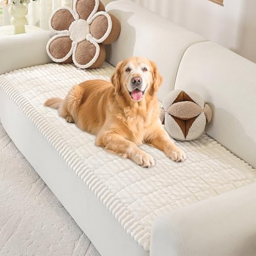 ENONCI Hundedecke Flanell Sofaüberzug Dicke Sofa überzug Haustierfreundlich Weich und Komfortabel rutschfeste Gestaltung Sicher und Langlebig Maschinenwaschbar Sofa Schutz (Beige, 70 x 180CM)