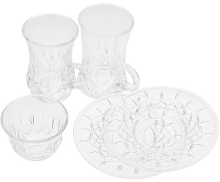 Alipis Tazzina da Caffè in Vetro Trasparente Piattino Set da Tè Turco Elegante Piccolo Boccale per Bevande Calde Tazza da Tè Europea
