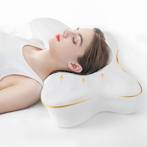 Générique Oreiller Ergonomique Cervical, Soulage douleurs Cou/épaules/Dos, Oreiller Memoire Forme, Double Hauteur 9/11cm Adaptable, Toutes Positions Sommeil, Taie Anti-Acariens Lavable Machine, Blanc