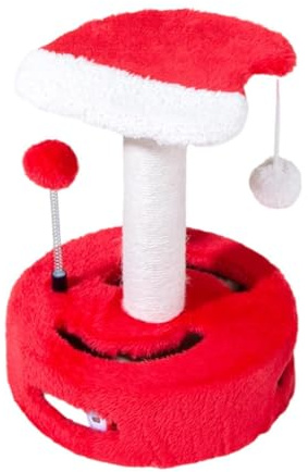 KiBcsLic Kratzbaum Als Interaktives Spielzeug EIN Kletterbaum Und Eine Kratzsäule für Kätzchen Stabiler Katzenständer Aus Holz mit Spielball für Die Selbstunt