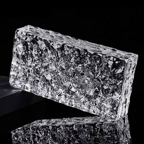 8x4 Inch Transparent Glass Block - Solid Decorative Bricks for Room Dividers Architectural Accents Hotel & Bar Partition Walls (1 Piece Medium Size)