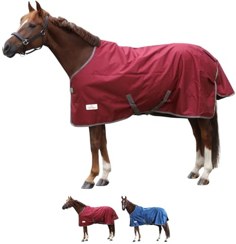 Marengos by Bucas - Weidedecke Freedom 600D – Weinrot/Dunkelblau 155 cm | Turnout – ohne Füllung – Regendecke & Übergangsdecke – wasserdichte Pferdedecke mit Innenfutter & Kreuzbegurtung
